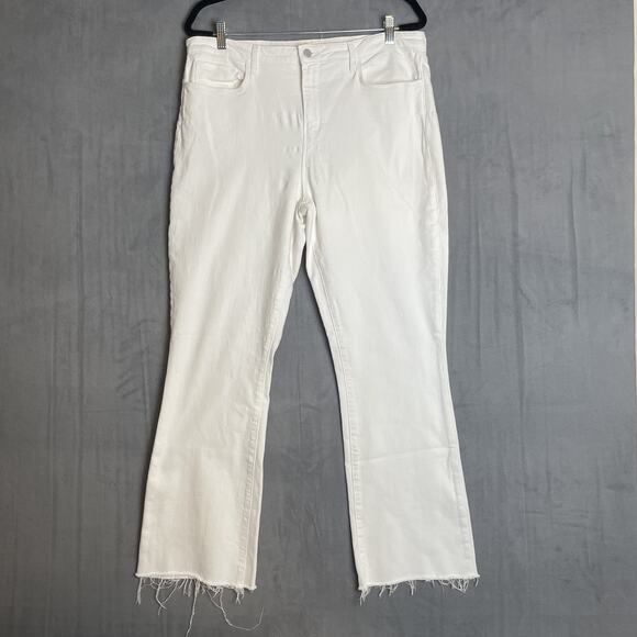 L'Agence Jeans Womens 34 White Ruth High Rise Straight Frayed Hem Made USA Denim - Picture 1 of 13